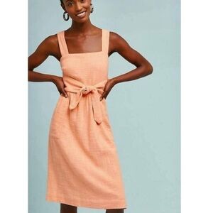 NWT Anthropologie Meadow Rue Ingalls Peach Tie Waist Strapless Dress Women’s 16